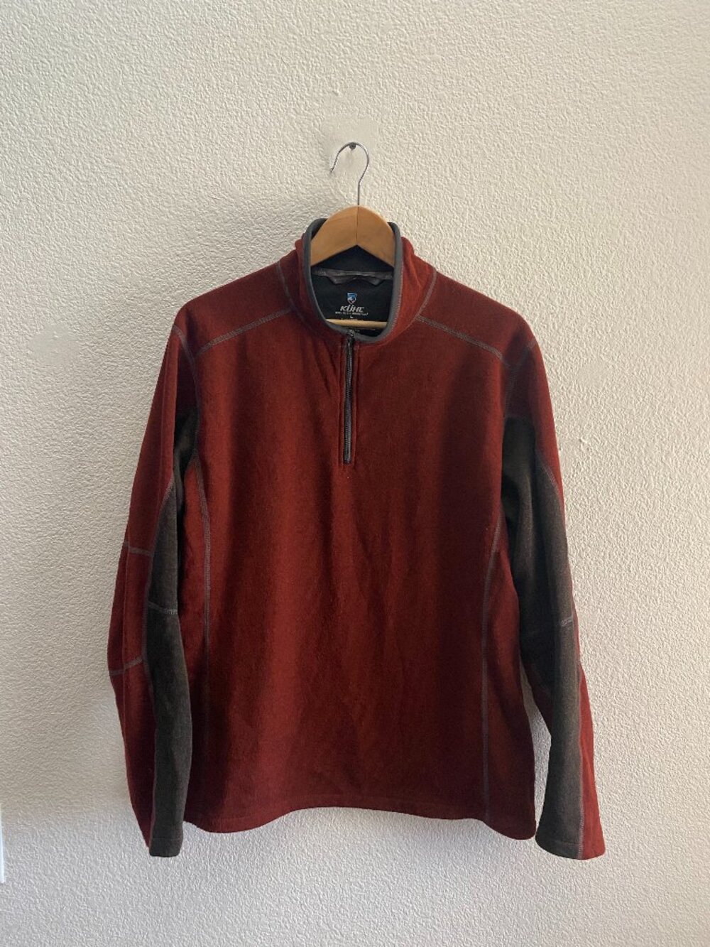 Kuhl Kashmira 1/4 Zip Sweater Men's Large Maroon Gray Outdoor Gorpcore Hiking